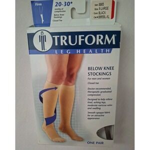 Truform Compression Garment Stockings Firm 20-30 Closed Toe Below Knee XL Black